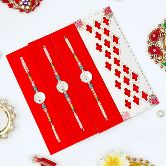 Pack Of 3 Yin Yang Rhinestone Rakhi