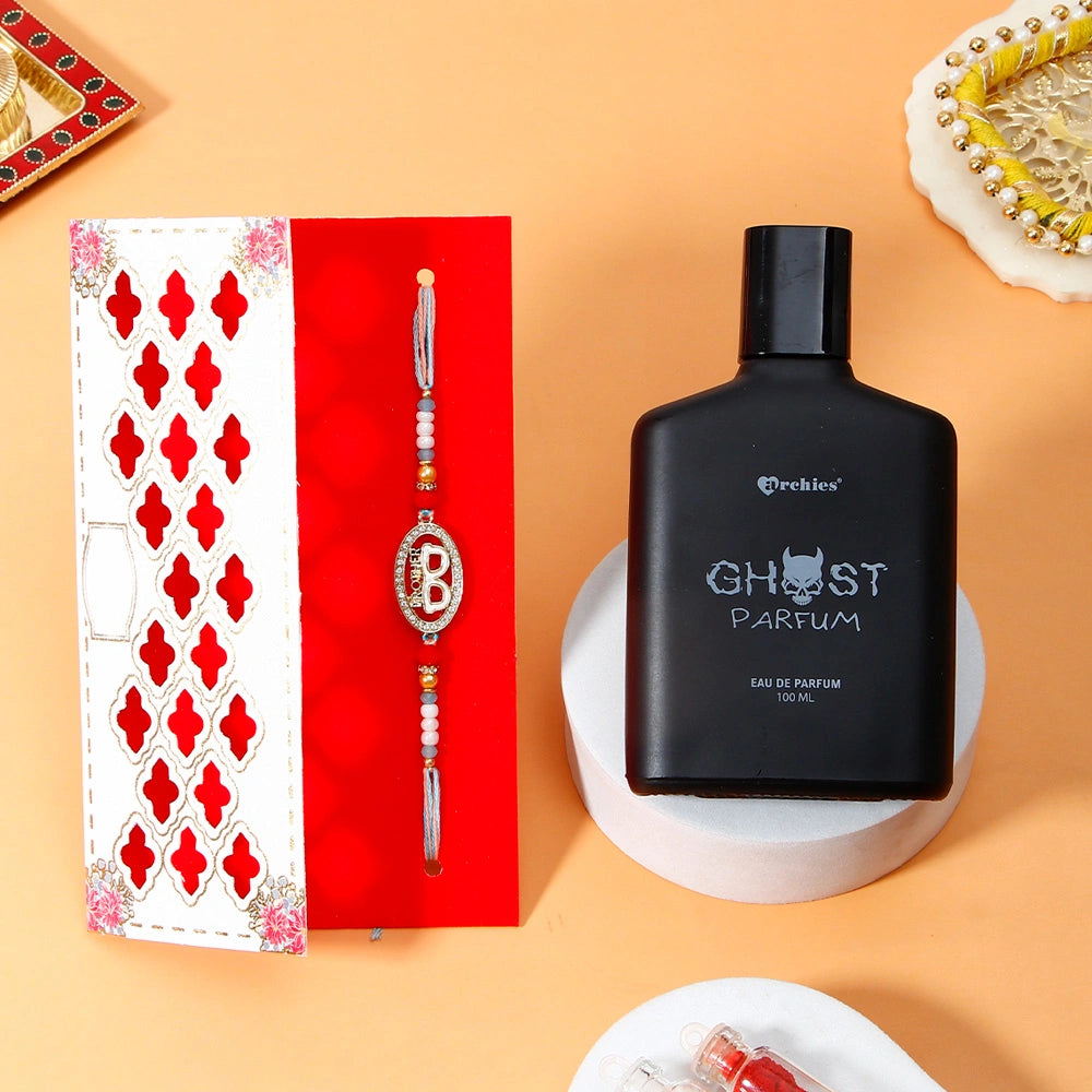 Brother Rakhi Gift Set with Perfume - Brother Charm Rakhi & Archies Ghost Perfume