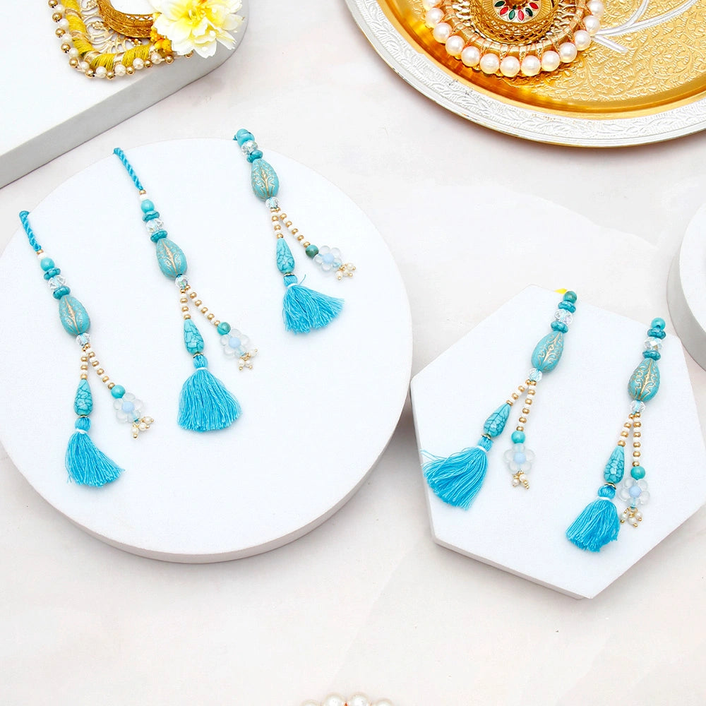 Pack Of 5 Teal Tint Lumba Rakhi