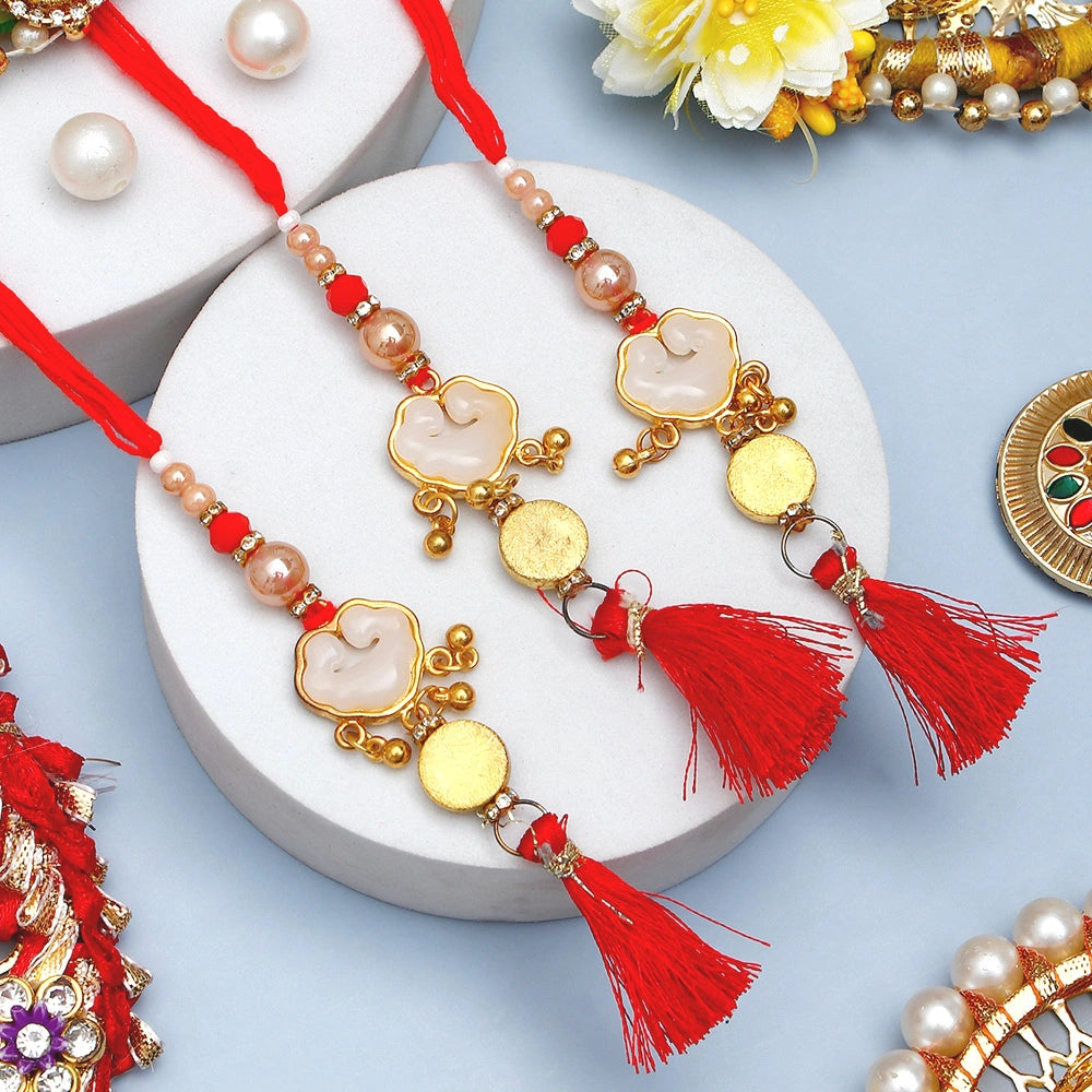 Pack Of 3 Golden Crimson Lumba Rakhi
