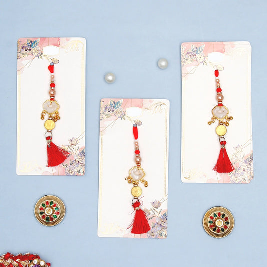 Pack Of 3 Golden Crimson Lumba Rakhi