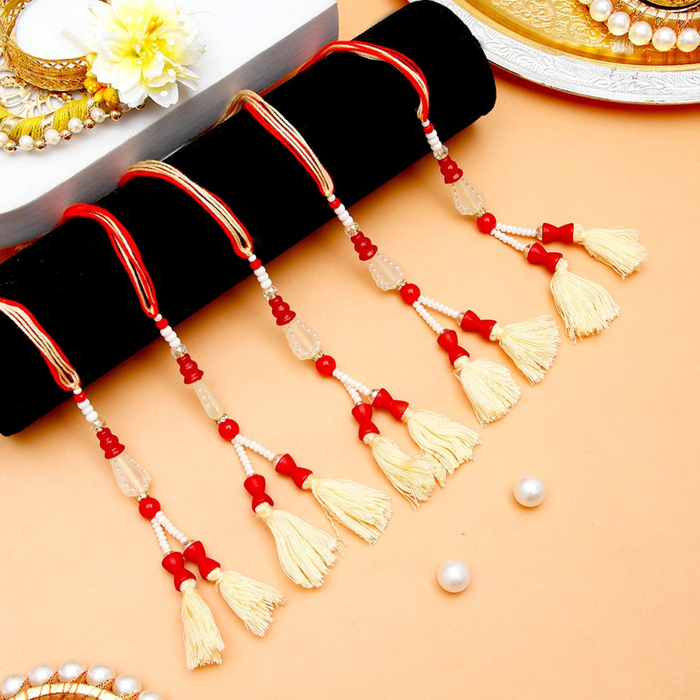 Pack Of 5 Beads And Pearls Lumba Rakhi
