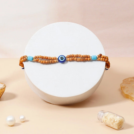 Premium Rakhi for Brother Wooden Evil Eye Beaded Rakhi & UXR Classic Oud Perfume