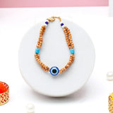 Premium Rakhi for Brother with Best Brother Mug - Wooden Evil Eye Rakhi Gift Set
