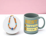 Premium Rakhi for Brother with Best Brother Mug - Wooden Evil Eye Rakhi Gift Set