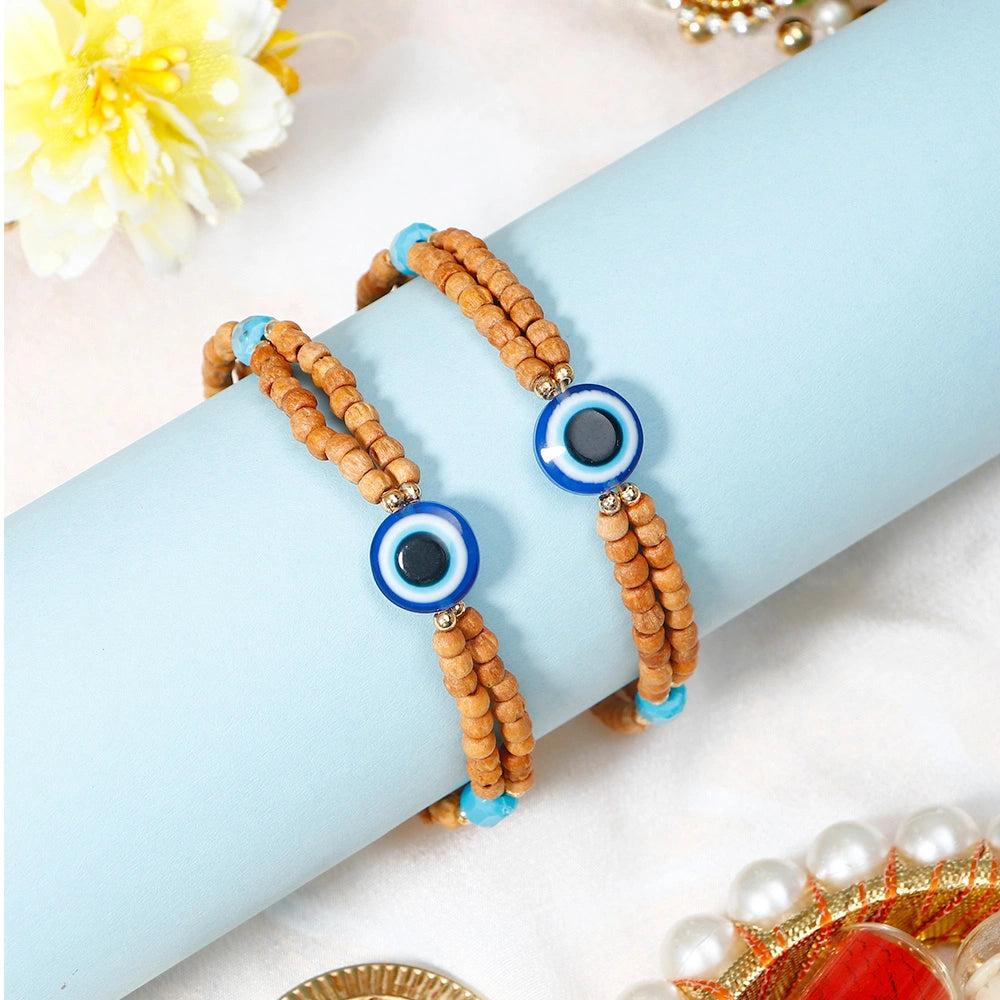 Pack Of 2 Evil Eye Adjustable Bracelet Rakhi
