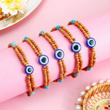 Pack Of 5 Evil Eye Adjustable Bracelet Rakhi