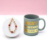 Rudraksha Rakhi for Brother with Green Mug - Pearl Rakhi Gift for Raksha Bandhan