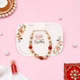 Rudraksha Pearl & Golden Charm Tassel Rakhi Set