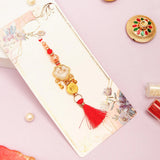 Rudraksha Pearl & Golden Charm Tassel Rakhi Set