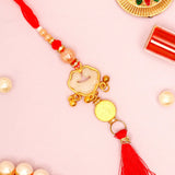 Rudraksha Pearl & Golden Charm Tassel Rakhi Set