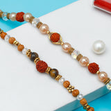 Rustic Rudraksha & Tiger Eye Bead Rakhi Set