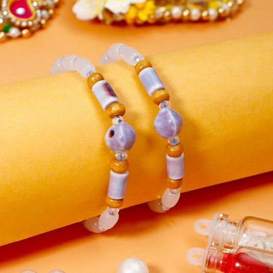 Pack Of 2 Violet Stone Adjustable Rakhi