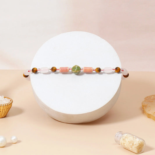 Tiger Eye Bracelet Rakhi & UXR Classic Oud Perfume - Rakhi Gift Set for Brother