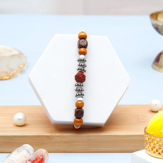 Archies 01 Zeroone Perfume & Wood Beaded Rakhi - Perfume Gift Combo for Brother