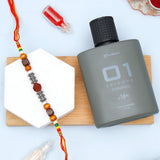Archies 01 Zeroone Perfume & Wood Beaded Rakhi - Perfume Gift Combo for Brother