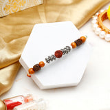 Premium Rudraksha Rakhi for Brother with Mug - Rustic Rudraksha Rakhi Gift Set