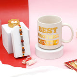Silver Rudraksha Rakhi Gift Set for Brother with Best Brother Ever Mug