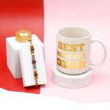 Silver Rudraksha Rakhi Gift Set for Brother with Best Brother Ever Mug