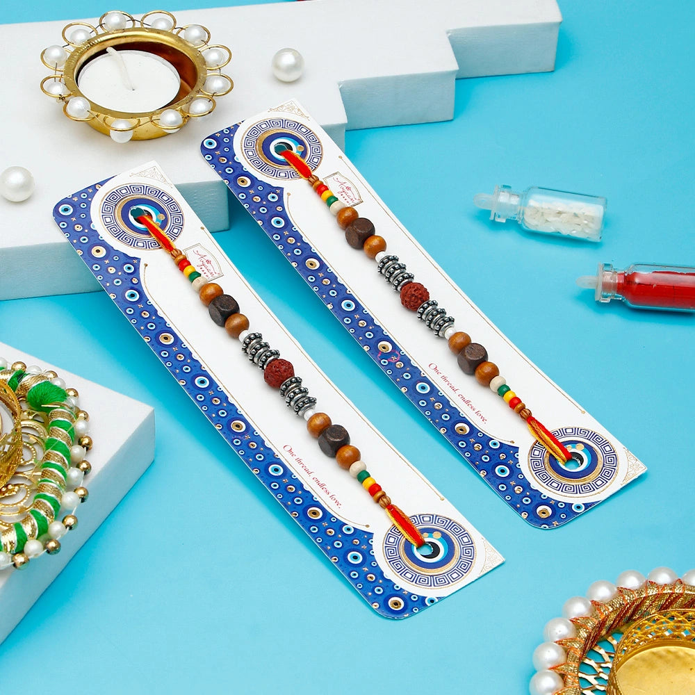 Pack Of 2 Rudraksh Wooden Beads Rakhi