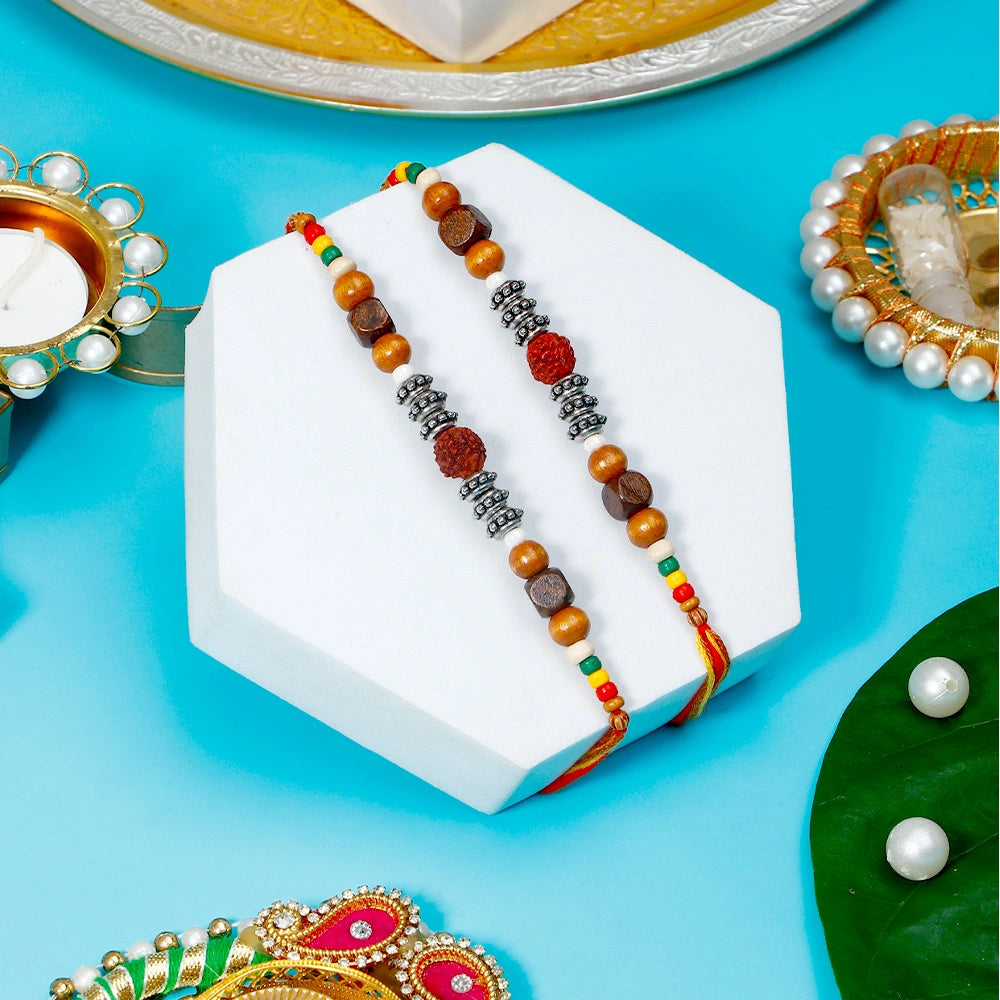 Pack Of 2 Rudraksh Wooden Beads Rakhi