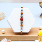 Silver Rudraksha Rakhi Gift Set for Brother with Archies 01 Zeroone Perfume