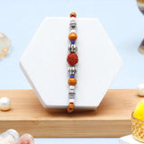 Rudraksha Silver Beaded Rakhi & Archies 01 Perfume Mug Set