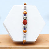 Rudraksha Silver Beaded Rakhi & Archies 01 Perfume Mug Set