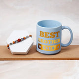 Rustic Silver Rudraksha Rakhi Gift Combo for Brother with Mug