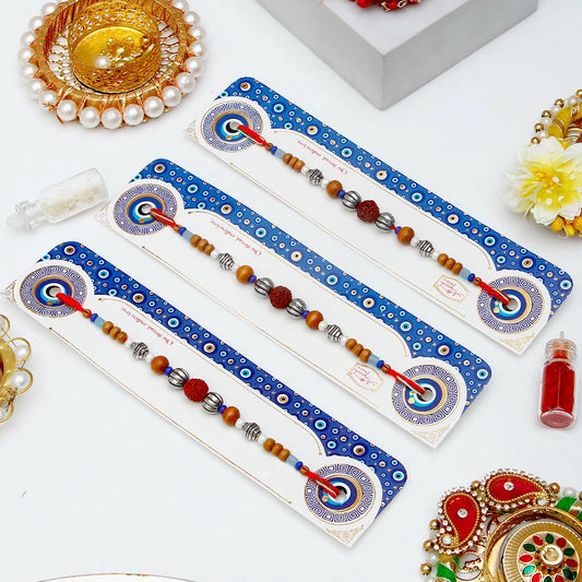 Pack Of 3 Beaded Rudraksh Rakhi