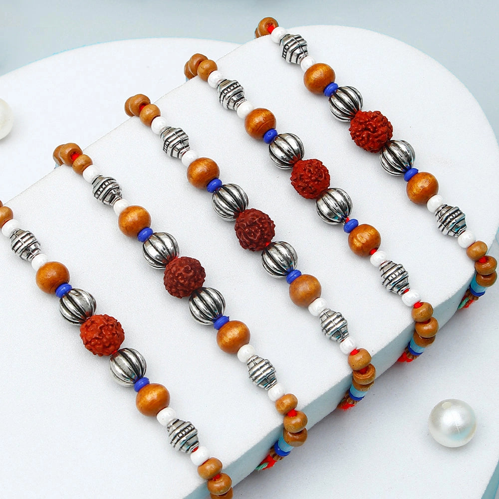 Pack Of 5 Beaded Rudraksh Rakhi