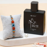 Evil Eye Rudraksha Rakhi for Brother with Perfume - UXR Royal Life Rakhi Gift Set