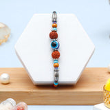 Rudraksha Evil Eye Beaded Rakhi & Archies 01 Perfume Mug Set