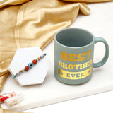 Evil Eye Rudraksha Rakhi for Brother with Best Brother Ever Mug - Rakhi Gift Set