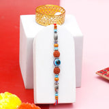 Evil Eye Bead Rudraksha Rakhi Gift Set for Brother with Mug