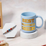 Turquoise Evil Eye Rudraksha Rakhi for Brother with Mug - Raksha Bandhan Gift