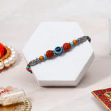 Turquoise Evil Eye Rudraksha Rakhi for Brother with Mug - Raksha Bandhan Gift