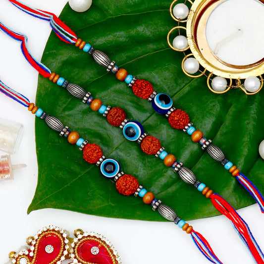 Pack Of 3 Evil Eye Rudraksh Rakhi