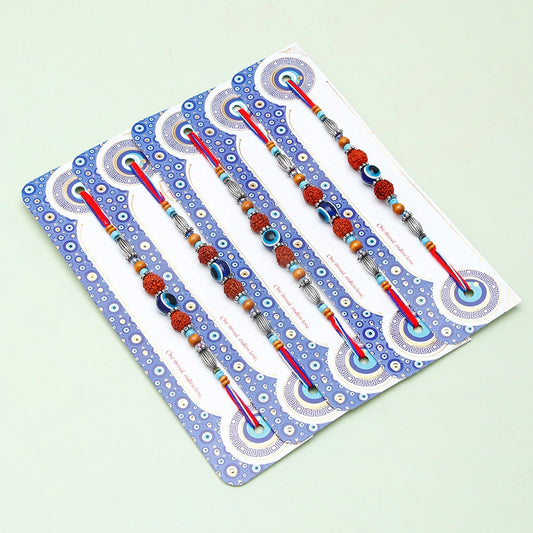 Pack Of 5 Evil Eye Rudraksh Rakhi