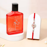 Rakhi Gift Set for Brother - Ruby Mandala Charm Rakhi & UXR Original Perfume