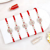 Pack Of 5 Royal Ruby Stone Rakhi