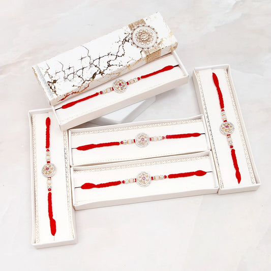 Pack Of 5 Royal Ruby Stone Rakhi