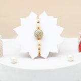 Rakhi Gift Set for Brother with Mug - Turquoise Medallion Designer Rakhi