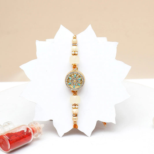 Premium Rakhi for Brother with Best Brother Ever Mug - Turquoise Medallion Rakhi