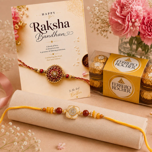 Rakhi Personalized Card with Rakhi and Ferrero Rocher