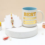 Spinning Rakhi for Brother with Best Brother Ever Mug - Golden Rakhi Gift Set