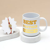 Rhinestone Rakhi Gift Set for Brother with Mug - Golden Medallion Rakhi