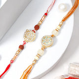 Golden Rudraksha Medallion Tassel Rakhi Set