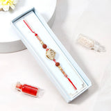 Golden Rudraksha Medallion Tassel Rakhi Set