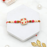 Red Enamel Designer Rakhi Gift Set for Brother with Archies 01 Musk Perfume